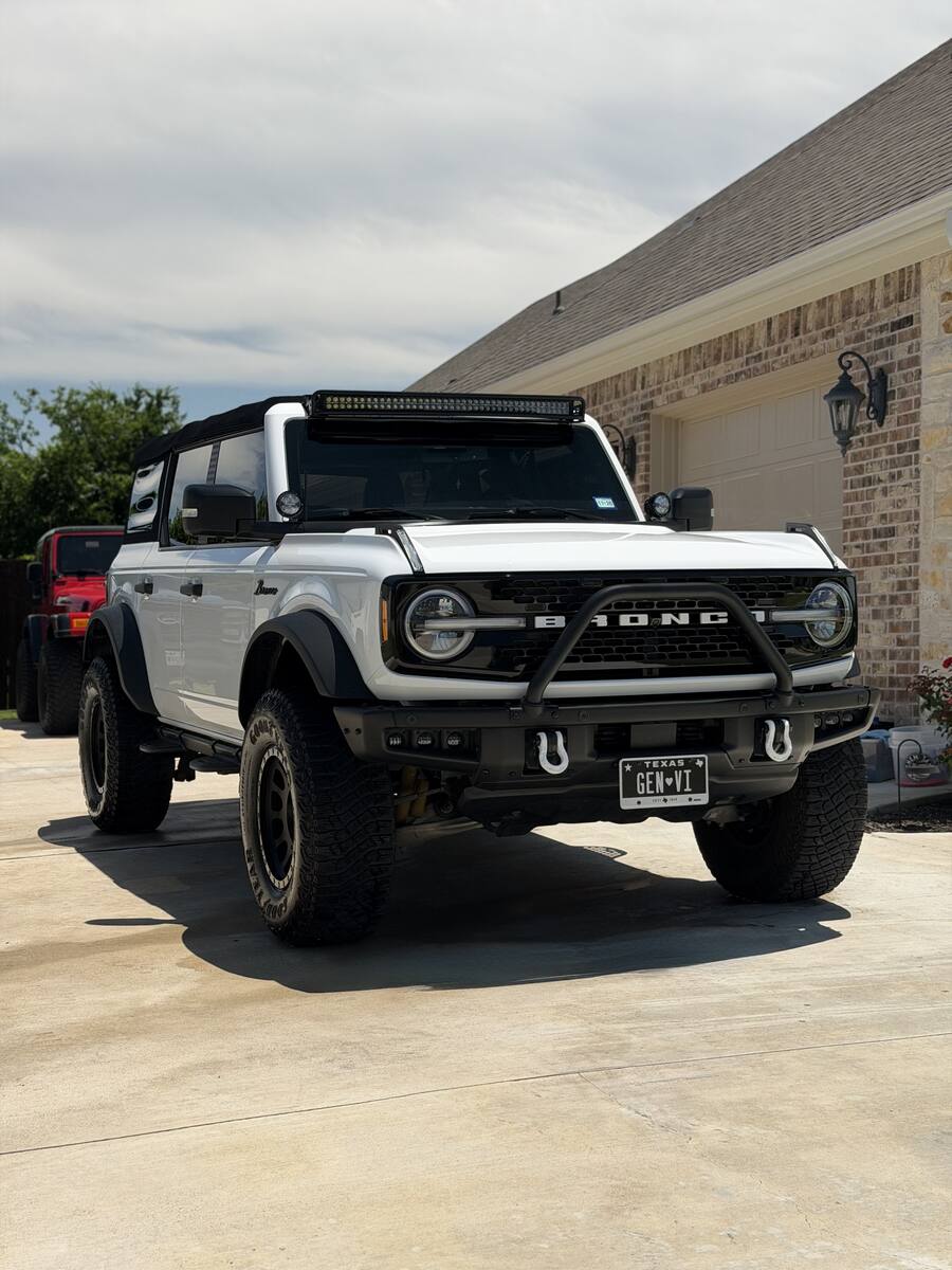 White Ford Bronco after a full mobile detail