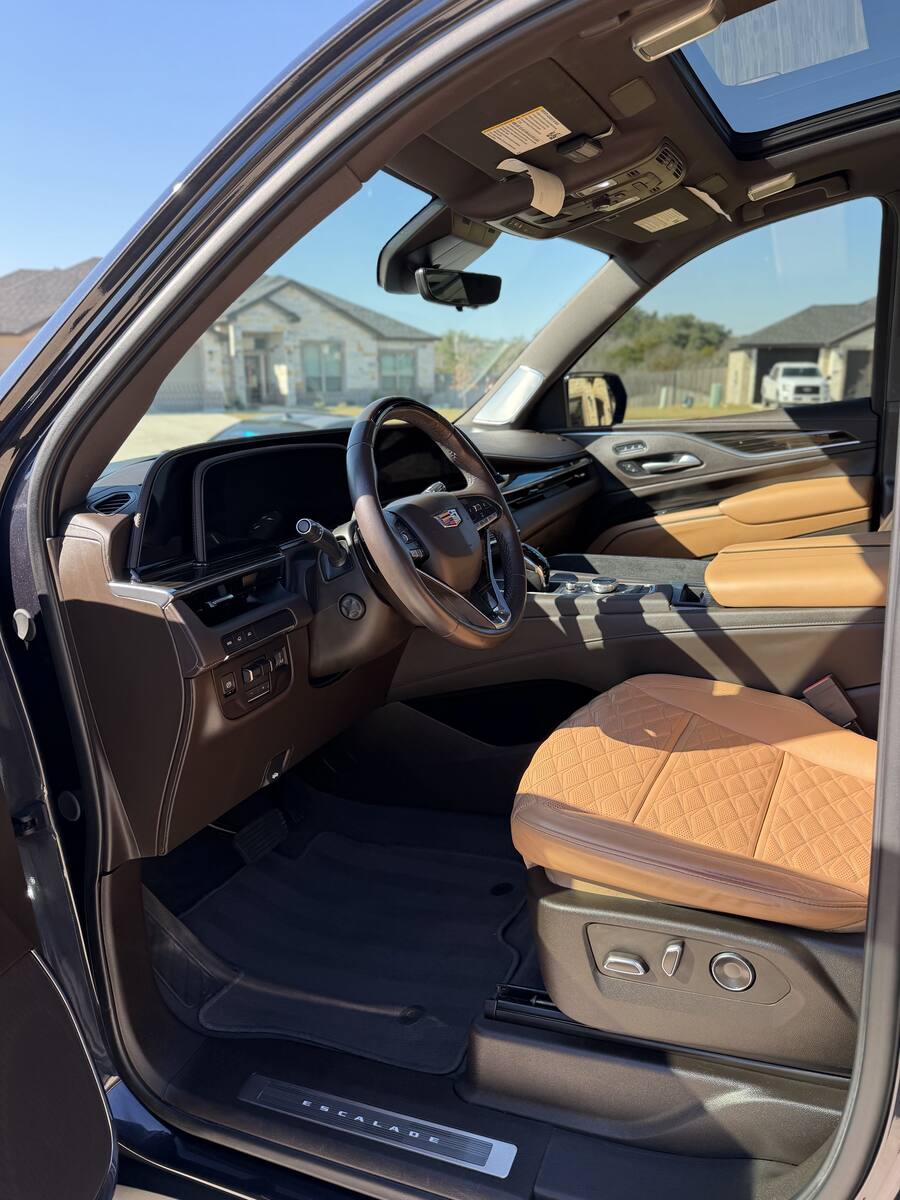Cadillac Escalade tan leather interior after detail