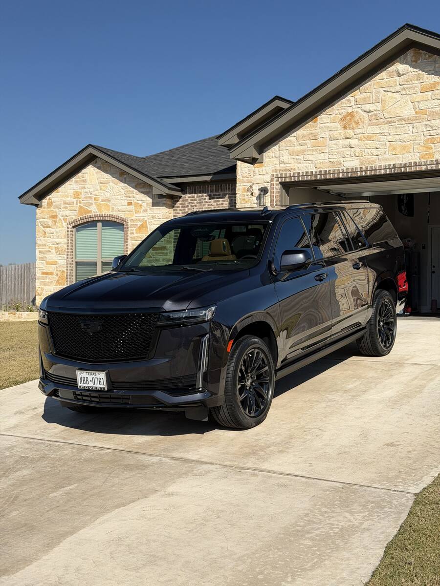 Black Cadillac Escalade after a full mobile detail