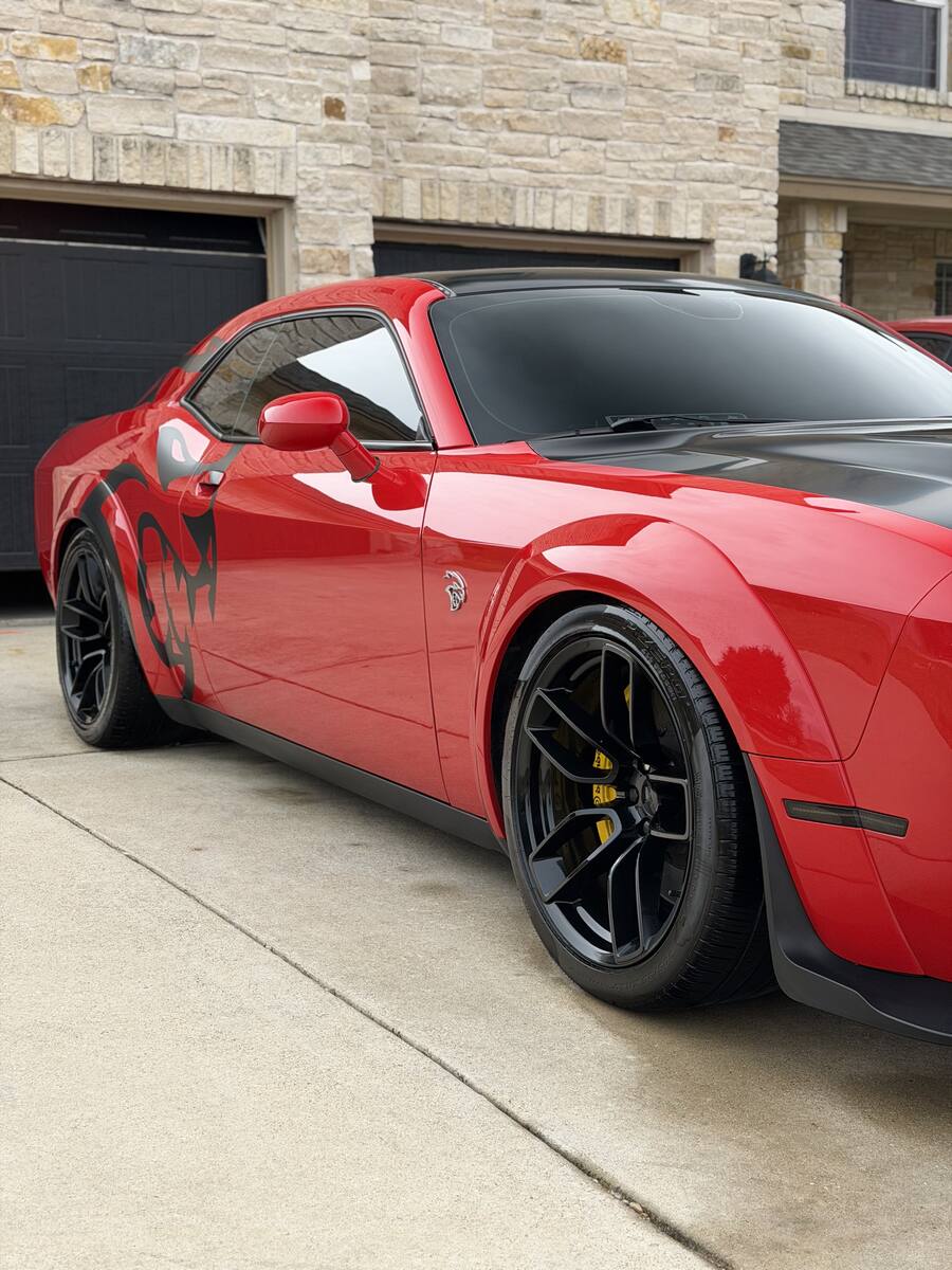 Dodge Challenger SRT side profile after detail